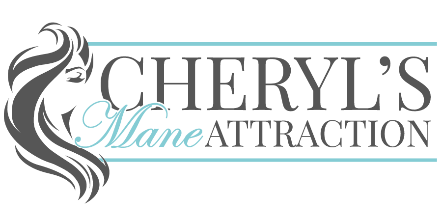 Cheryl's Mane Attraction black and teal logo.